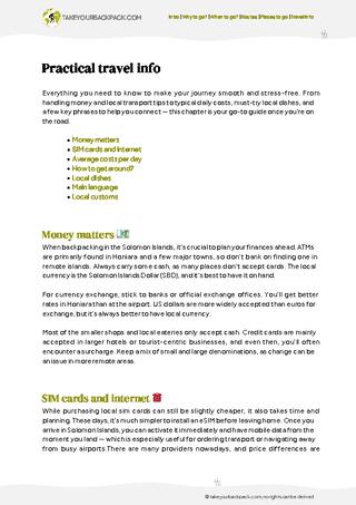 example page 5 from our offline Travel Guide for Solomon Islands